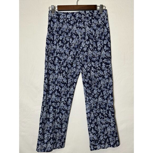 Drew Anthropologie Women's Isabelle Capri Pants Blue Floral Stretch Size 8 - Picture 3 of 4
